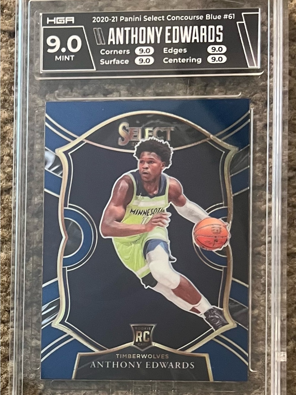 Anthony Edwards Rookie Card - Blue Concourse - Minnesota Timberwolves HGA 9